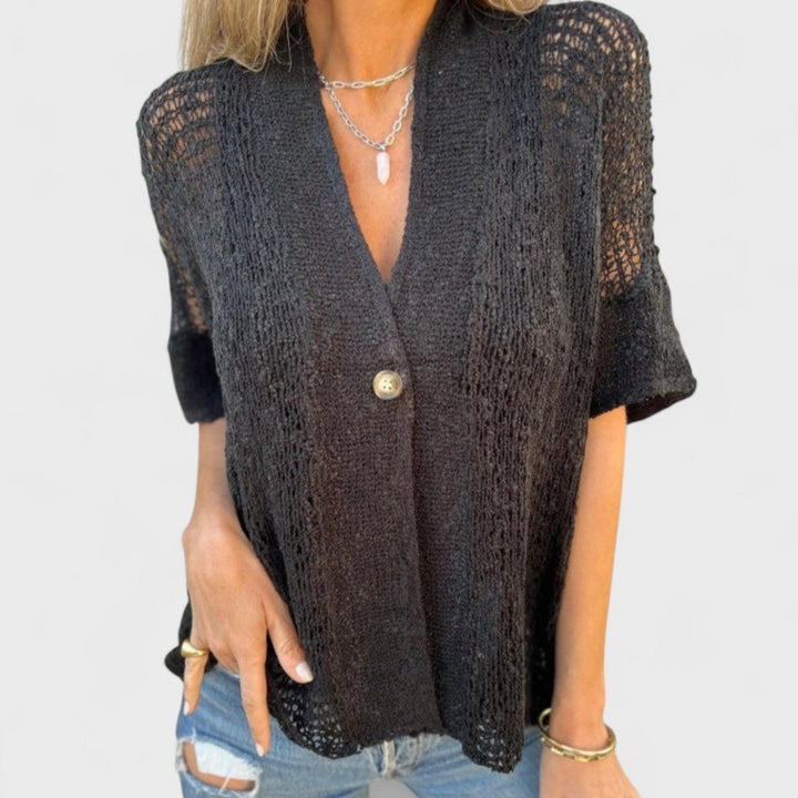 Varrea - Women's Solid Color Sweater with One Button