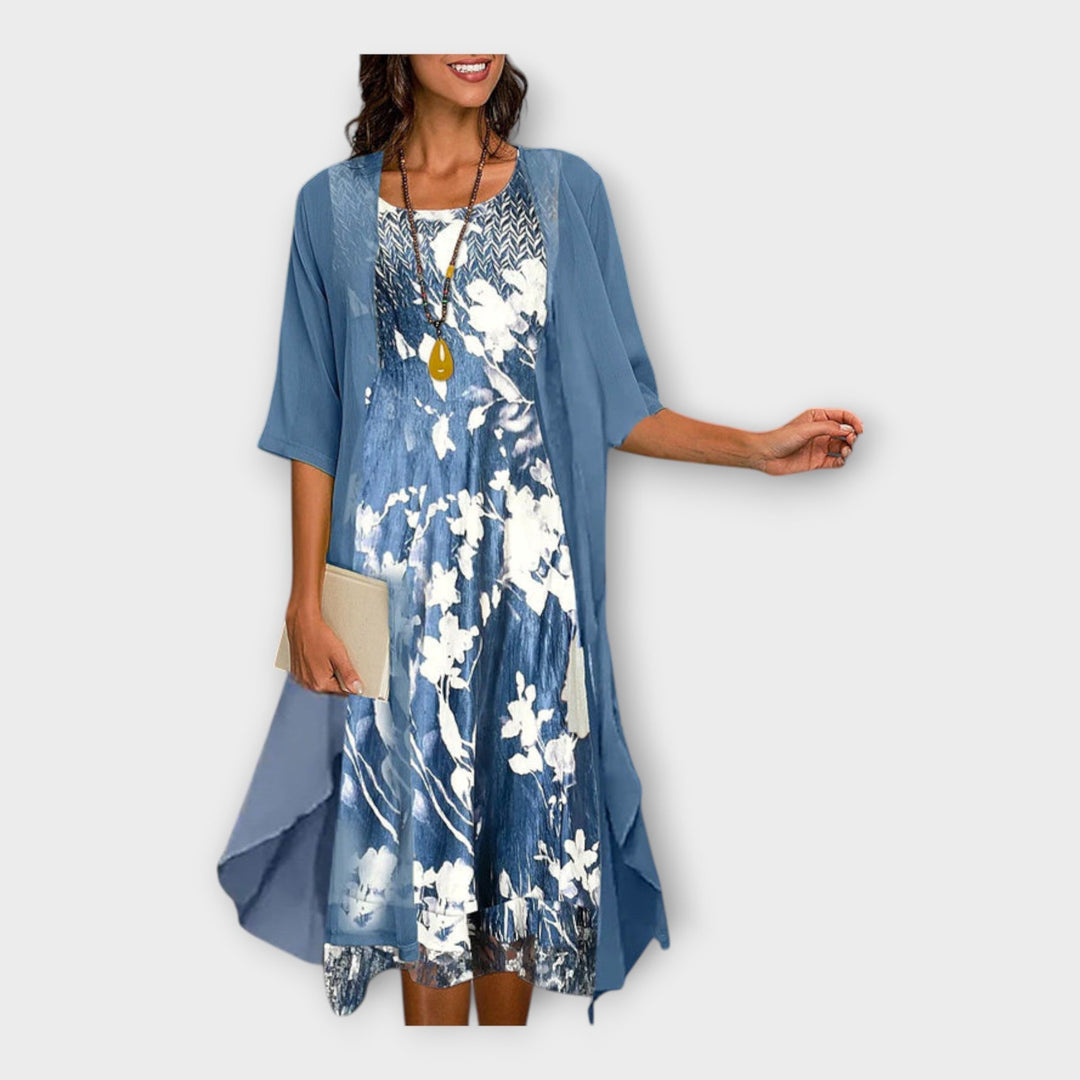 Airy Dress with Overlay Jacket and Patterns