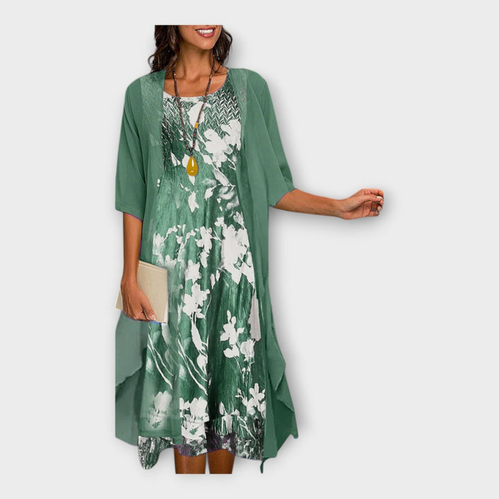 Airy Dress with Overlay Jacket and Patterns
