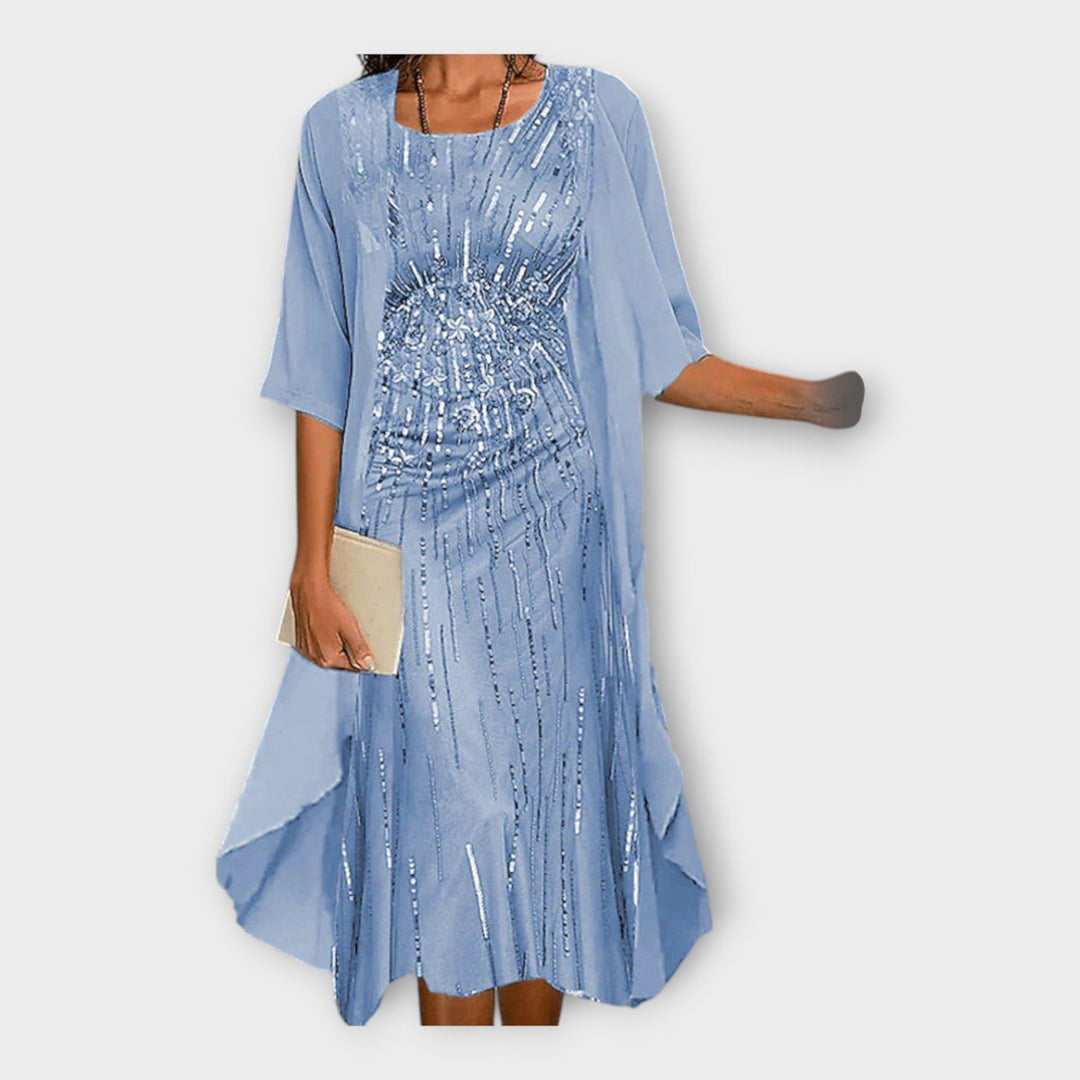 Airy Dress with Overlay Jacket and Patterns