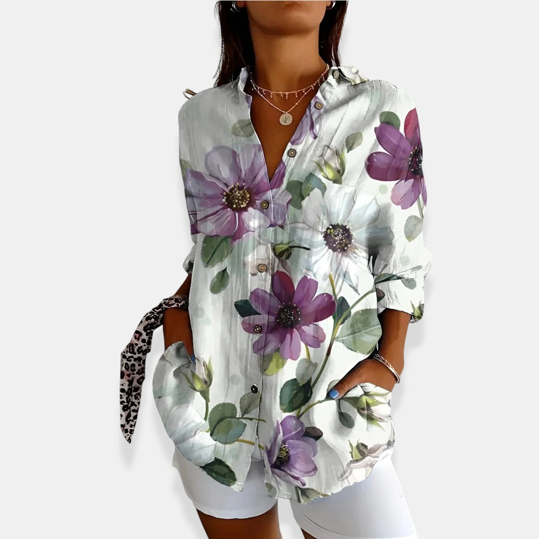 LYSSA™ | Floral Blouse with Button Closure